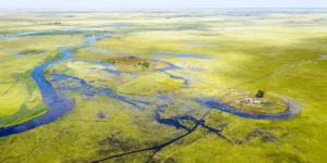 Aerial view of the Barotse Floodplain near Mongu, Western Province, Zambia