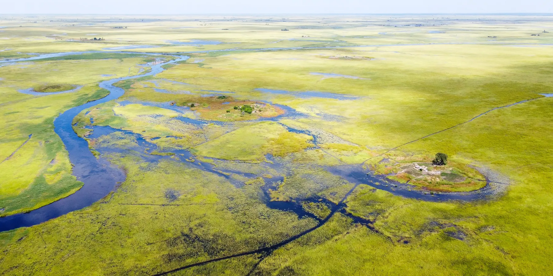 Aerial view of the Barotse Floodplain near Mongu, Western Province, Zambia