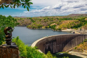 The Kariba Dam wall across the Kariba Gorge