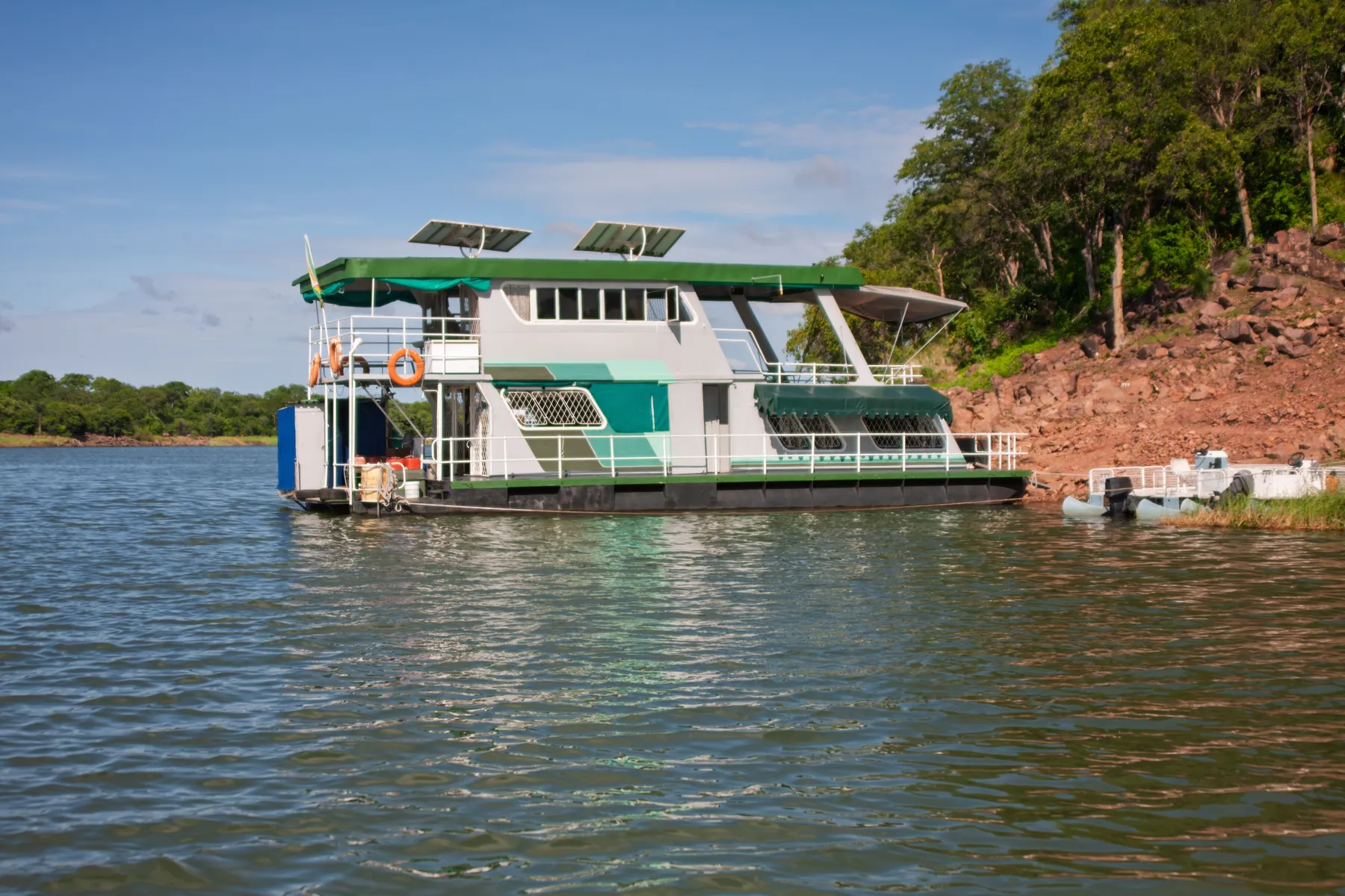 Houseboat moored on Lake Kariba, Zambia