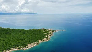 The clear blue fresh water of Lake Tanganyika on Zambia's northern shore